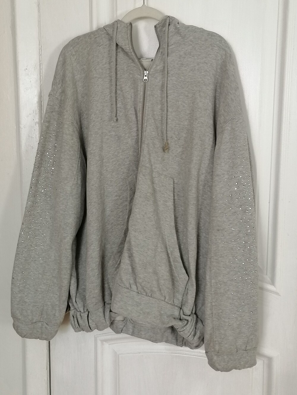 Rhinestone Oversized Baggy zip up hoodie Medium large